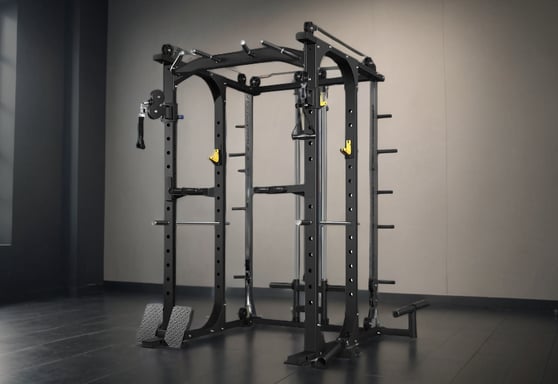 a gym equipment set up in a gym