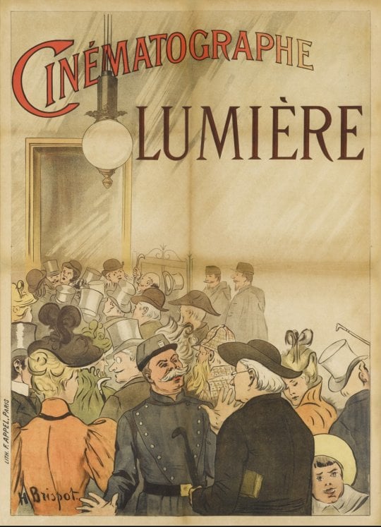 Il primo manifesto cinematografico, realizzato per promuovere la proiezione del 28 dicembre del 1895