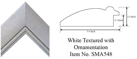 White Textured with Ornamentation Picture Frame