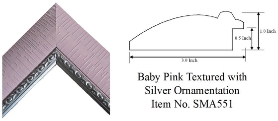 Baby Pink Textured with Silver Ornamentation Picture Frame