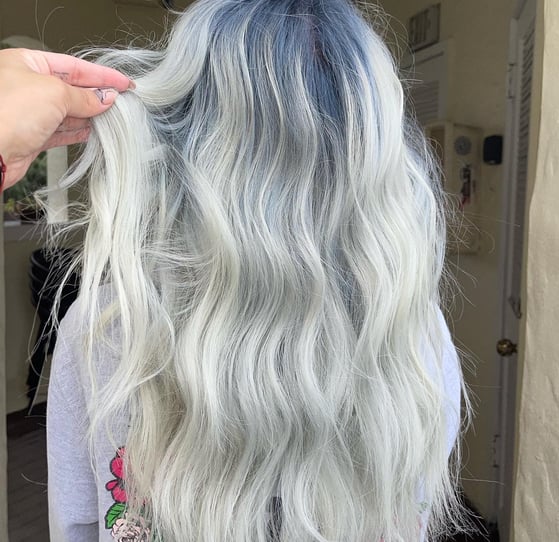 Creative Ash Grey Blonde with Custom Root