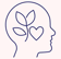 a person's head with a heart and a leaf - symbol for Positive Psychology
