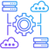 Vector icon of neural network nodes and code brackets representing ML engineering