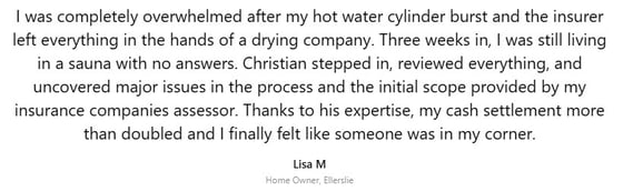 Lisa M., Ellerslie homeowner, explains how Christian doubled her settlement after insurer delays