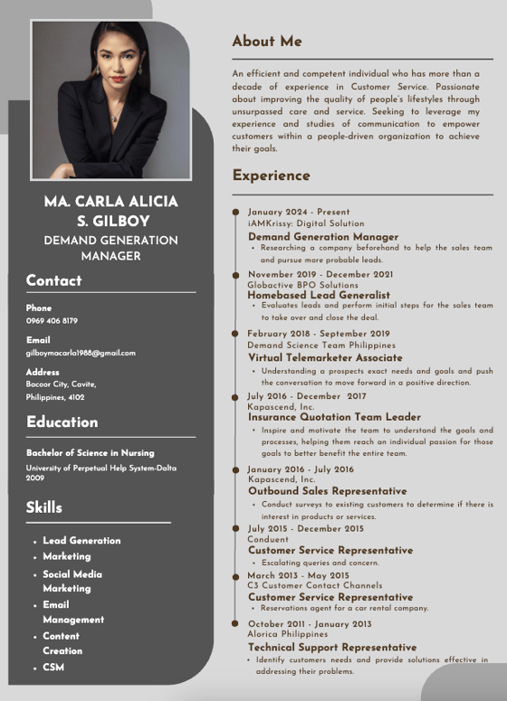 a professional resumen for a professional resume