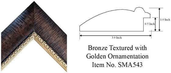 Bronze Textured with Golden Ornamentation Picture Frame