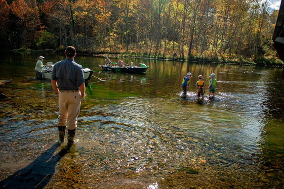 Kids love fly fishing the South Holston River.