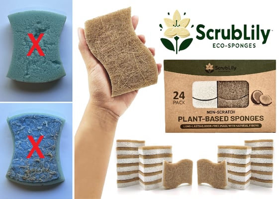 ScrubLily Eco Sponges | Biodegradable | Compostable | Eco Friendly | Non toxic | Helps our planet