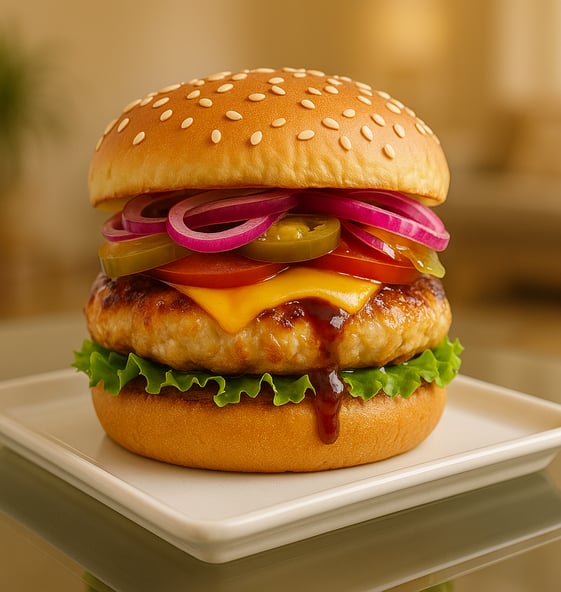 image of a grilled chicken burger