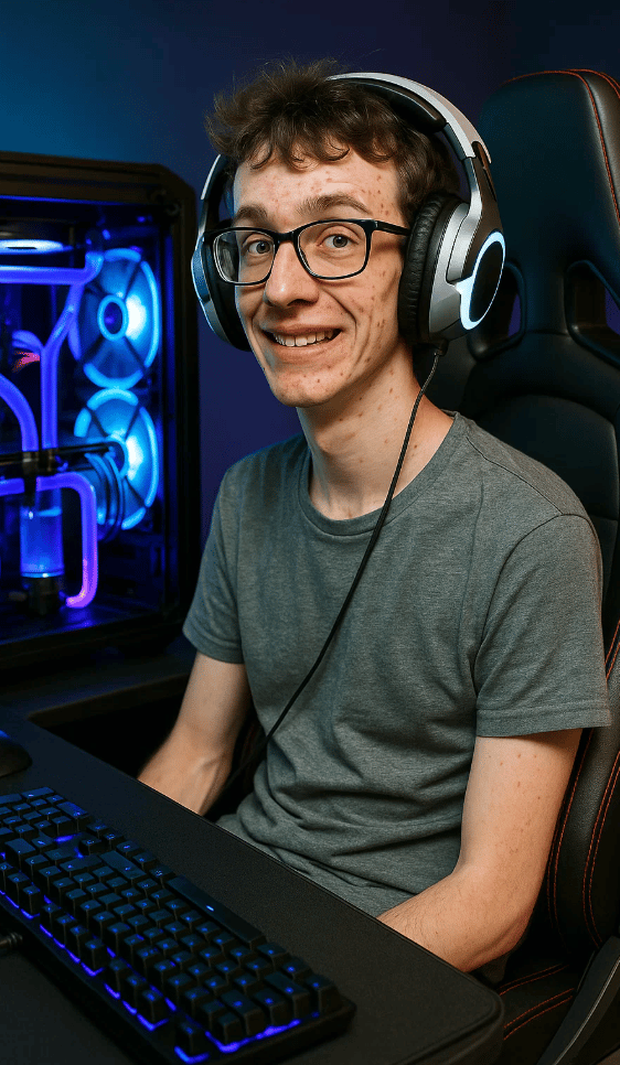un vrai geek assis dans son siège de gamer pour la journée internationale des geeks