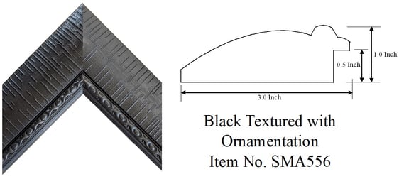 Black Textured with Ornamentation Picture Frame
