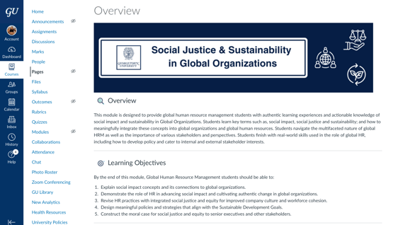 Overview page of a LMS module I created on Instructure Canvas