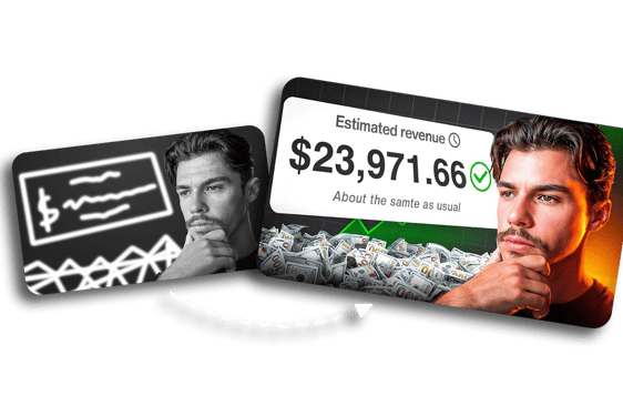 a man with a credit card and a picture of a man with a beard