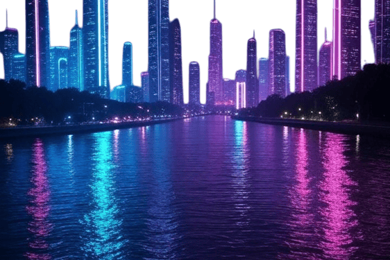 a city skyline with a city skyline in the background