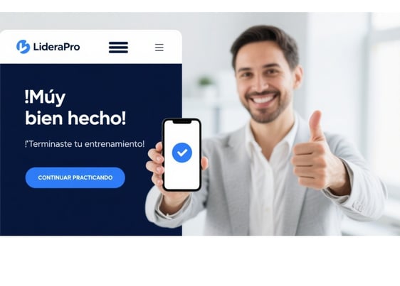 Usuario contento con su mejora en la comunicación gracias a LideraPro IA
