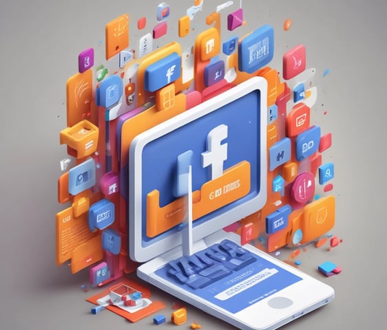 A person holds a smartphone that displays a website in French offering a simple and effective solution for managing social networks. The smartphone screen shows vibrant colors including purple and red text, and the background features green leaves.