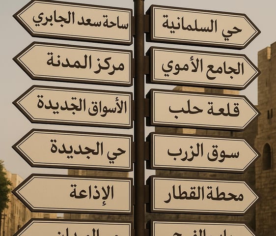 a sign post with arabic writing on it
