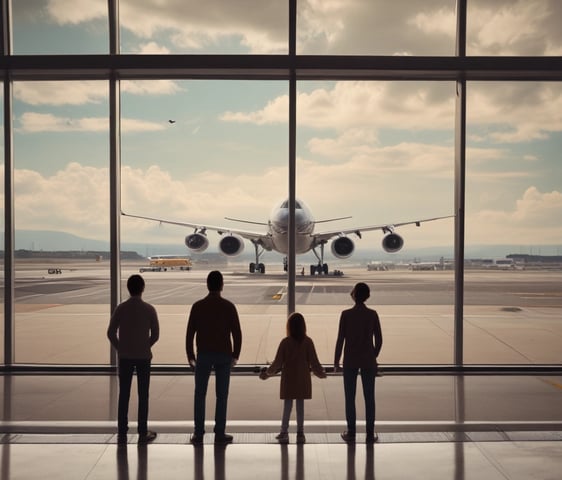 A tall modern skyscraper with reflective glass windows, surrounded by other buildings in an urban setting. A palm tree and well-maintained greenery are in the foreground, with a sign reading 'Immigration Tower' visible near the base.