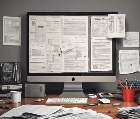A person is typing on a MacBook Pro, viewing a website titled 'Personalize your portfolio.' The webpage displays three sections related to investing, each with different images and text. The laptop is on a grey table with a dark sofa and indoor plants in the background.
