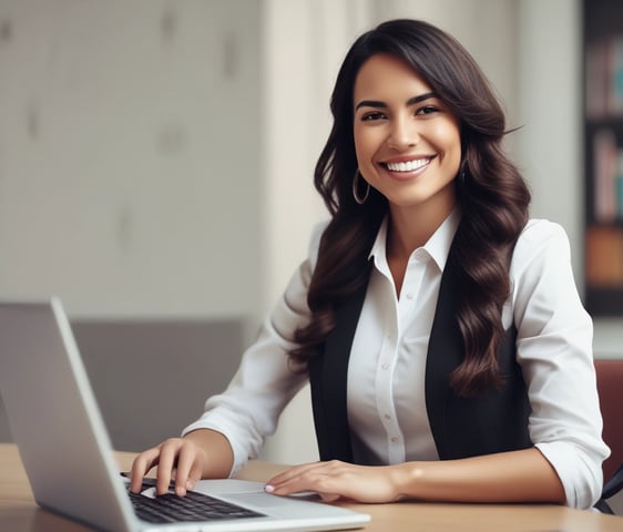 A person is holding a smartphone displaying a to-do list or task management app near an open laptop. The phone is connected to the laptop with a cable. The laptop is on a wooden desk showing web pages on the screen. The person is wearing a white sleeve and a gold watch.