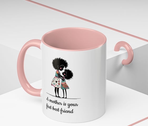 a mug mug with a black woman in a dress