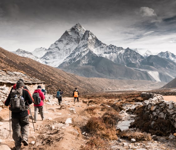 Trekkers in the himalayas