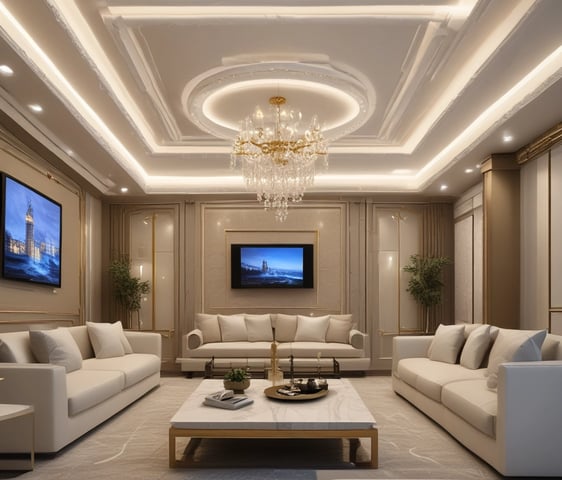 A minimalist interior design featuring a textured ceiling with a grid pattern casting shadows on the walls. The walls are smooth and painted in a light, neutral color. On the right side, there is text reading 'Forum II' indicating a direction. The lighting is soft, adding to the calm ambiance.