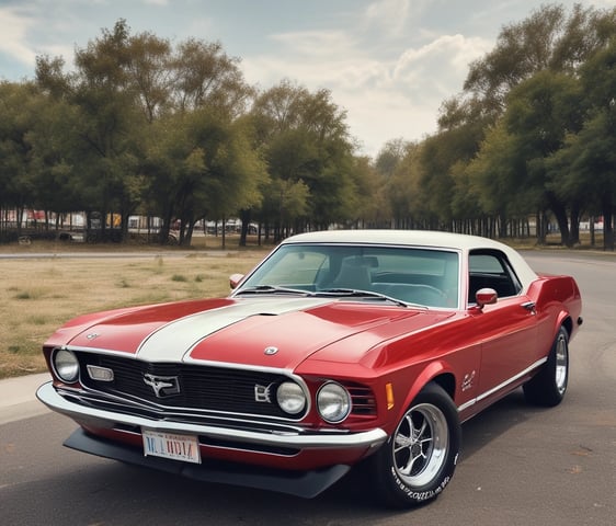A vintage car is undergoing restoration in an industrial garage setting. The front of the car is stripped to bare metal, showing signs of sanding and preparation work. The environment is dimly lit with scattered tools and equipment visible in the background.