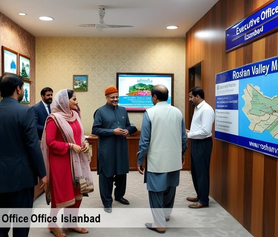 a group of people standing around a map of a map