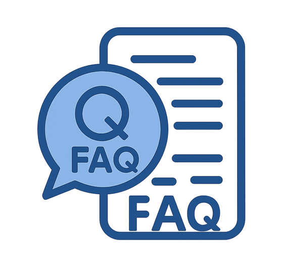 Icône FAQ pour la section d’aide du site NomGen, générateur de noms de marque gratuit pour entreprise et startup