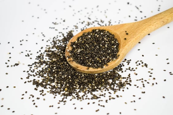 chia seeds on a spoon