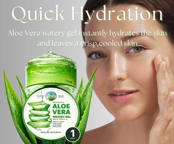 woman putting on Aloe Vera Gel