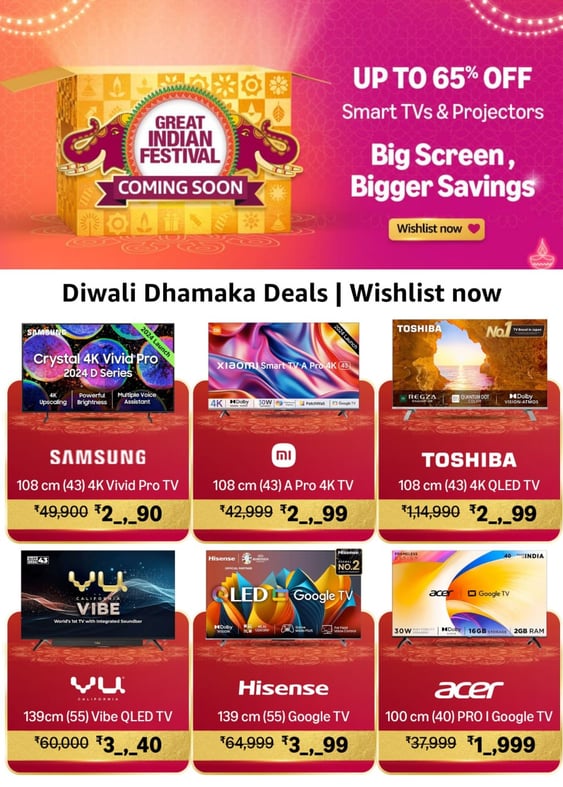 amazon diwali deals banner and information