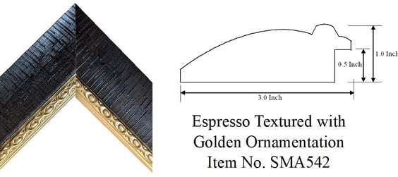 Espresso Textured with Golden Ornamentation Picture Frame