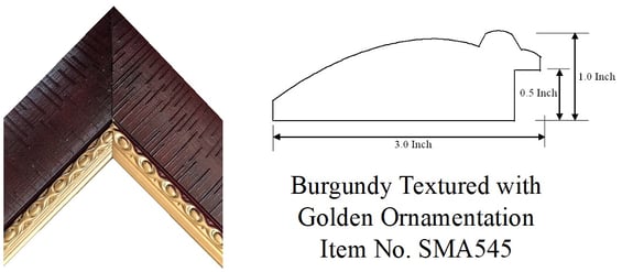 Burgundy Textured with Golden Ornamentation Picture Frame