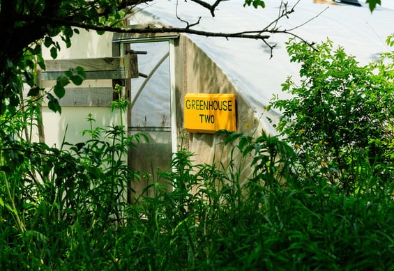 a greenhouse with a sign that says Greenhouse Two