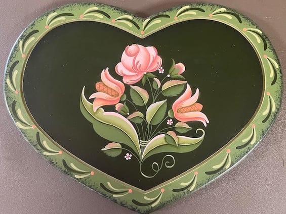 Acrylic, Bernice Rauch, Rita M. Martin , Rose's & Strokes, green leaves, heart