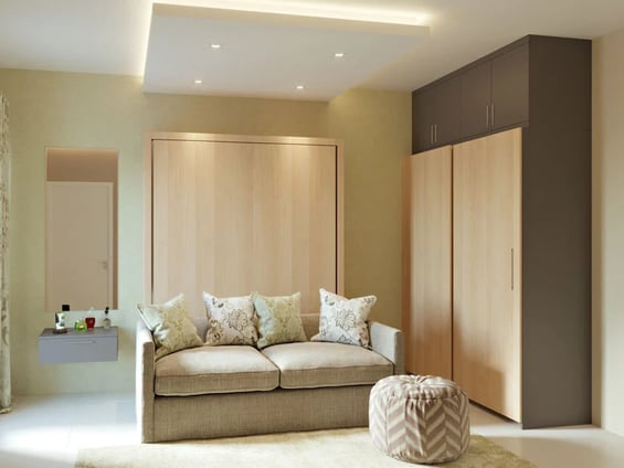 omegaa solutions interior designers queen size wall mounted bed with storage and sofa