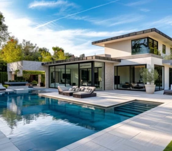 a modern home with a pool