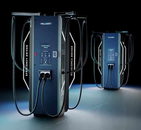 Willbert Charging: a group of electric charging stations with charging cords