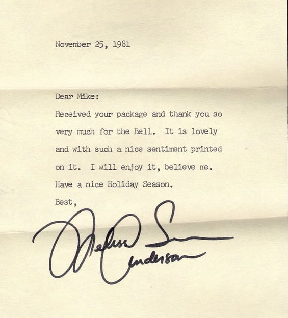 1981 letter from Melissa Sue Anderson