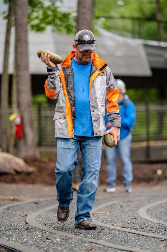 Andrew walks the labyrinth at Camp Southern Ground during Warrior PATHH