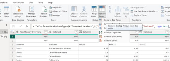 remove null rows in power query