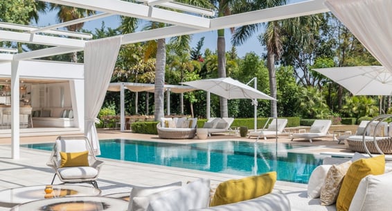 Pool and lounge area at Villa Serenity in Marbella