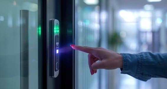 TechAid touch lock system going to touch by a woman finger