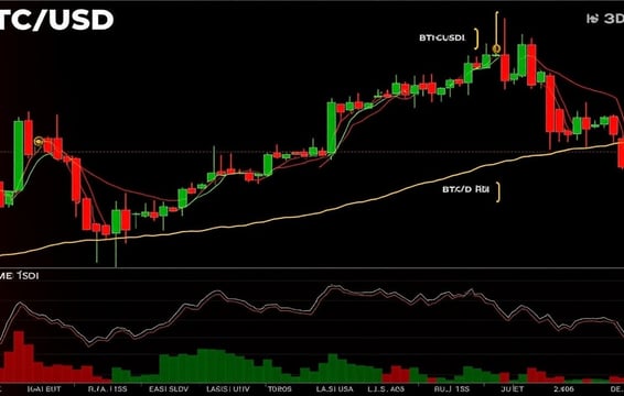 grafico de analise tecnica, com medias moveis no btc/USD