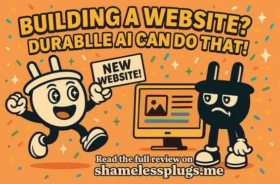 Plugsy jumps excitedly holding a sign that says ‘NEW WEBSITE!’ while Smugsy looks unimpressed next t