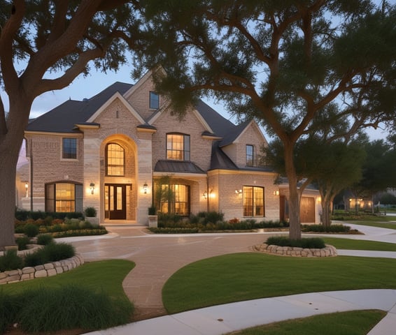 a couple of houses with trees in the back