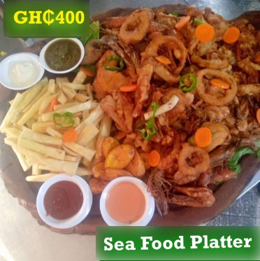 Sea food at de place restaurant Ghana