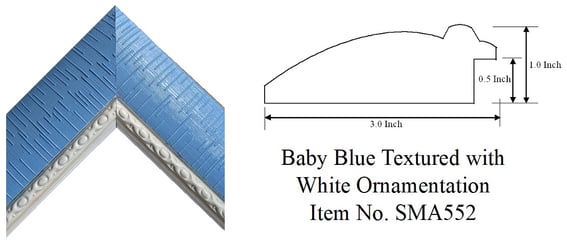 Baby Blue Textured with White Ornamentation Picture Frame